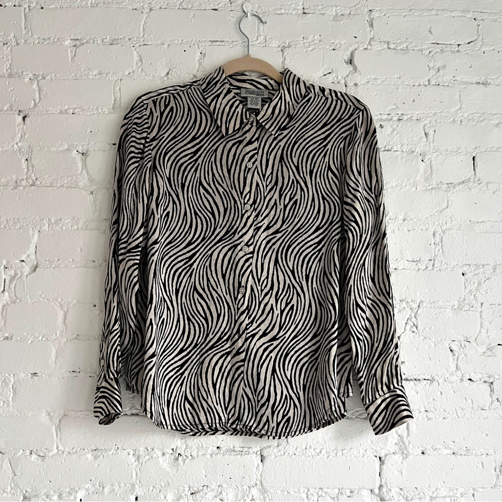 vintage silk zebra animal print shirt